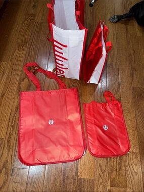 lululemon athletica Red Reusable Tote Bag Set - Large and Small